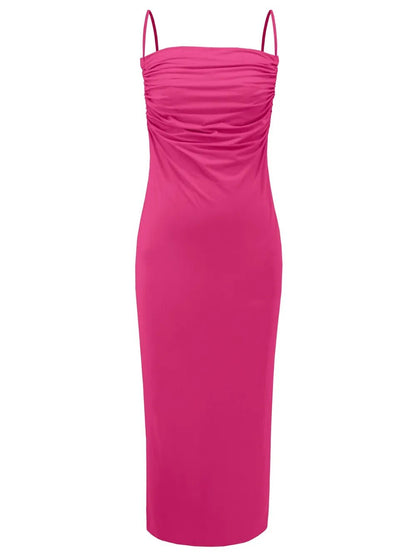 Backless Cowl Neck Sleeveless Cami Dress - Pefli