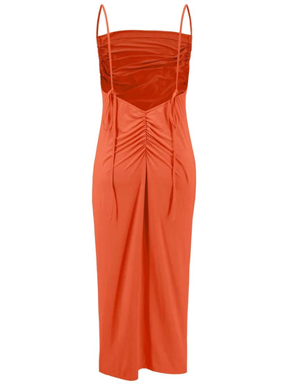 Backless Cowl Neck Sleeveless Cami Dress - Pefli