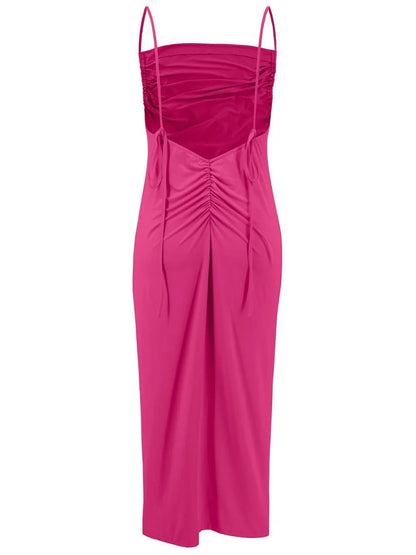 Backless Cowl Neck Sleeveless Cami Dress - Pefli