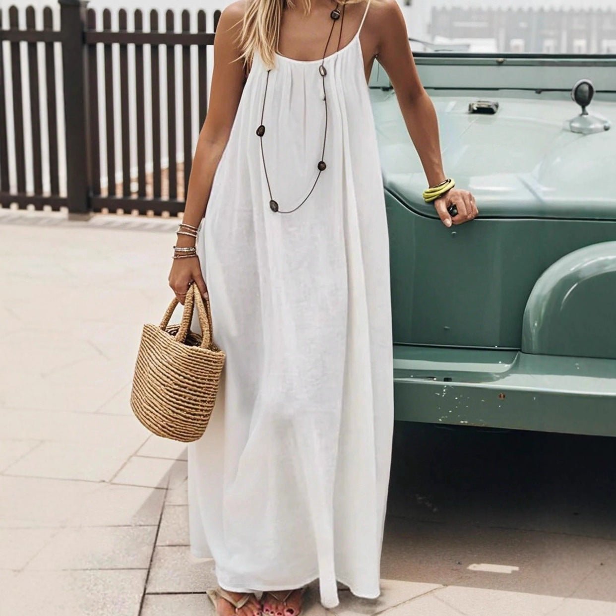 Ladies' Backless Loose Loungewear Tank Dress - Pefli