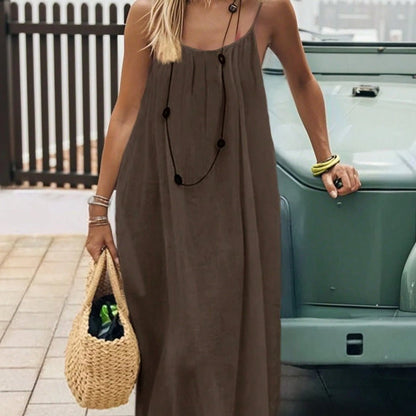Ladies' Backless Loose Loungewear Tank Dress - Pefli