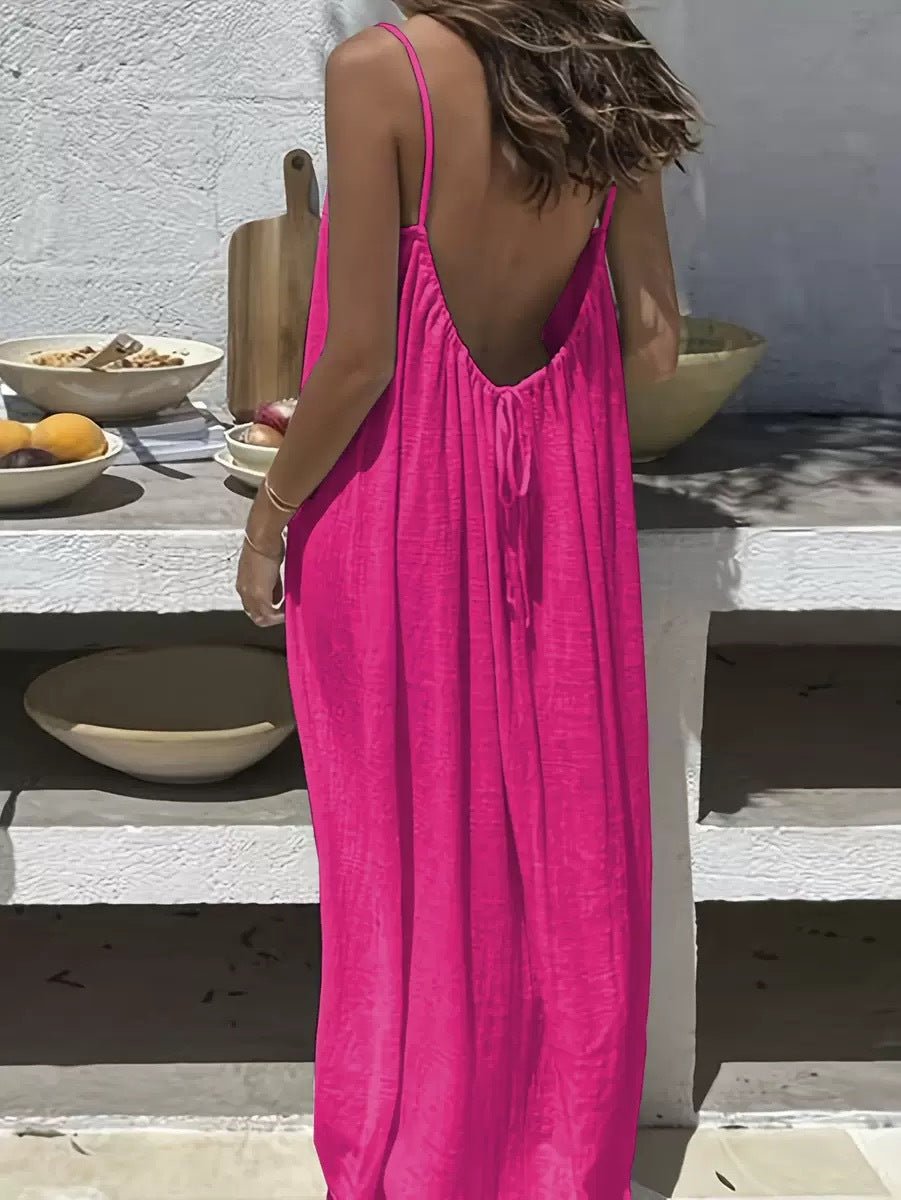 Ladies' Backless Loose Loungewear Tank Dress - Pefli