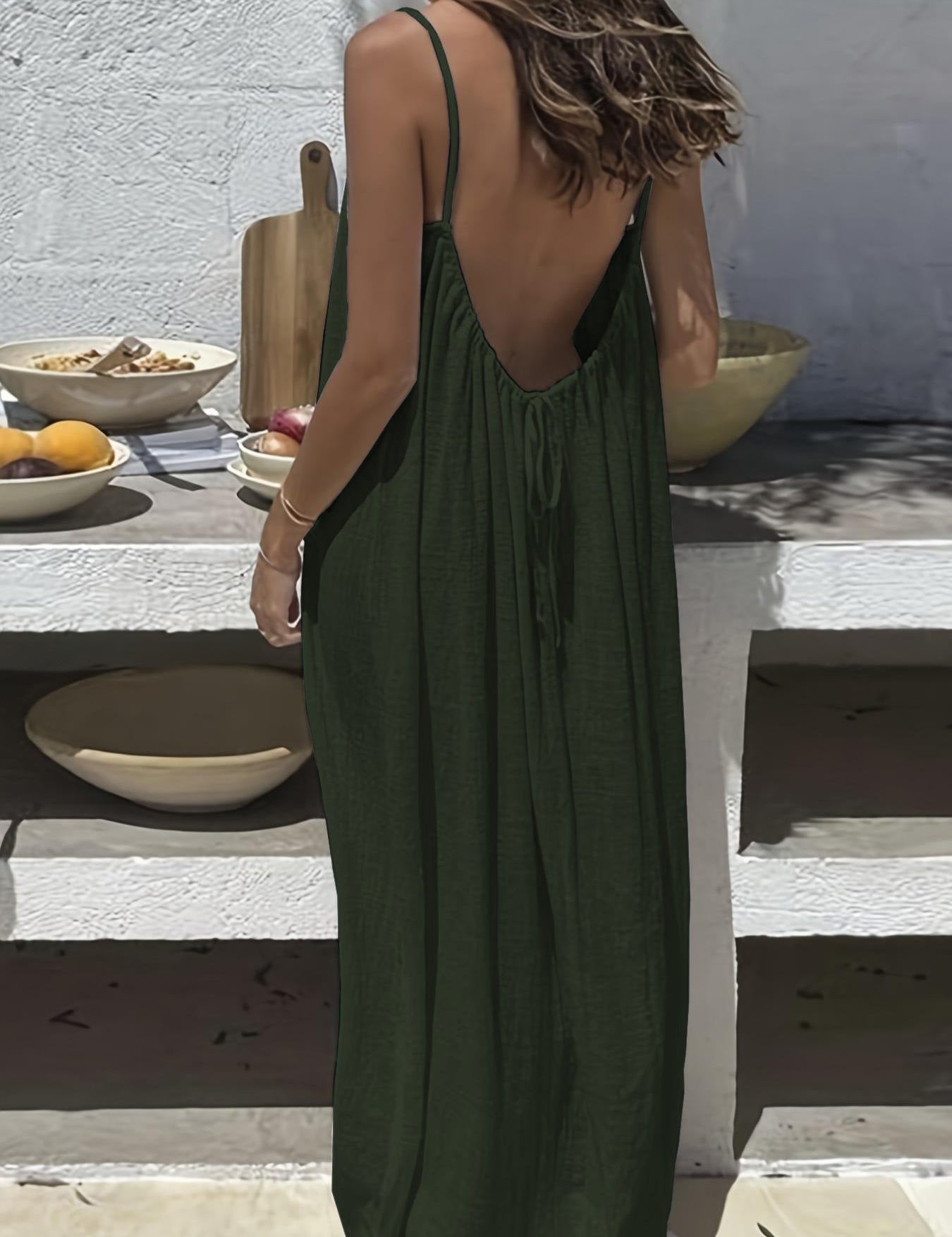 Ladies' Backless Loose Loungewear Tank Dress - Pefli