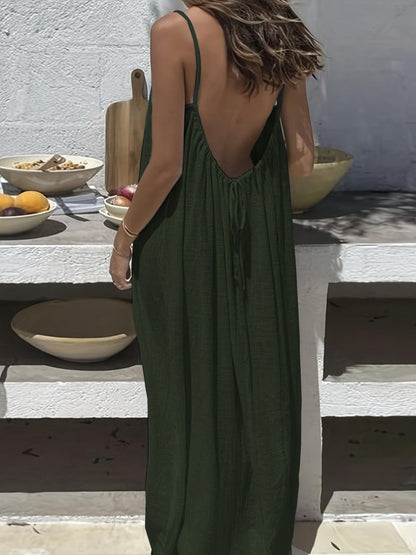 Ladies' Backless Loose Loungewear Tank Dress - Pefli