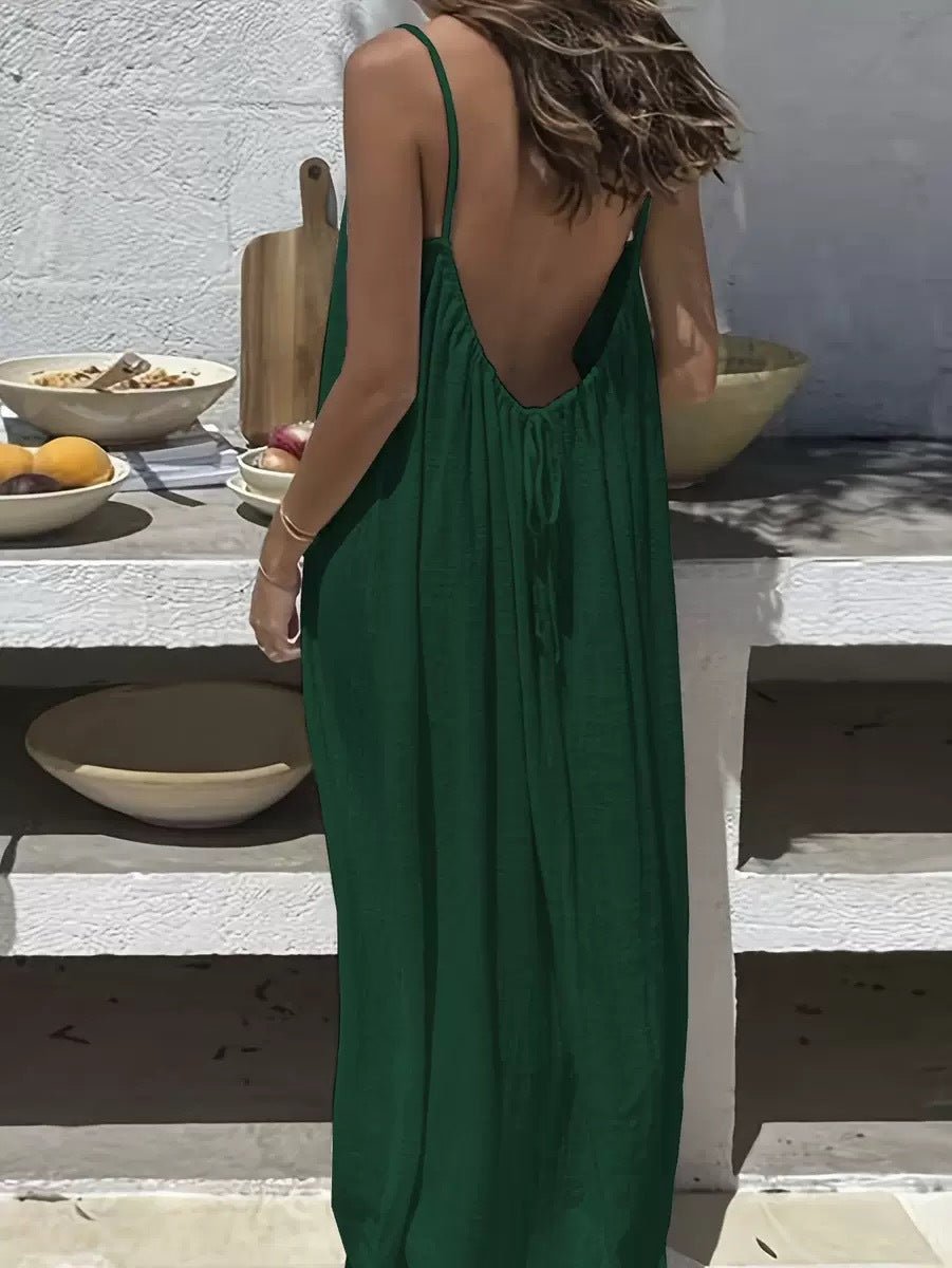 Ladies' Backless Loose Loungewear Tank Dress - Pefli
