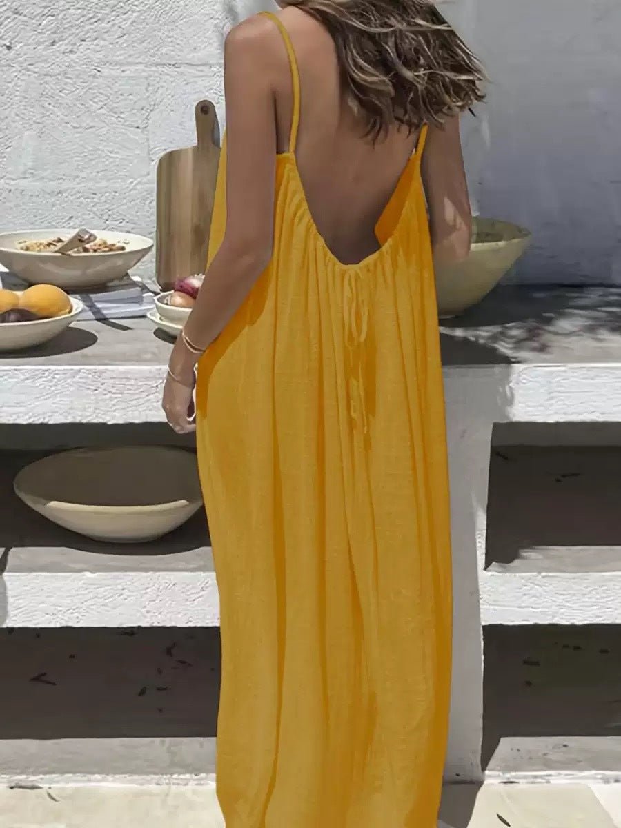 Ladies' Backless Loose Loungewear Tank Dress - Pefli