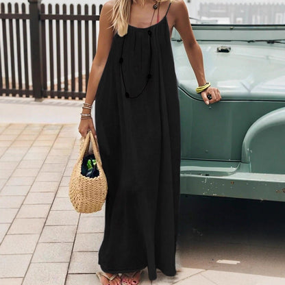 Ladies' Backless Loose Loungewear Tank Dress - Pefli