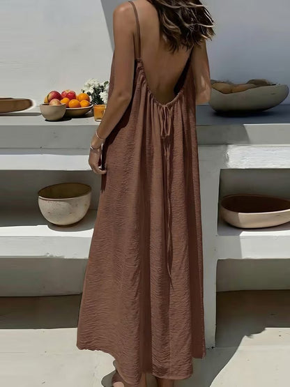 Ladies' Backless Loose Loungewear Tank Dress - Pefli