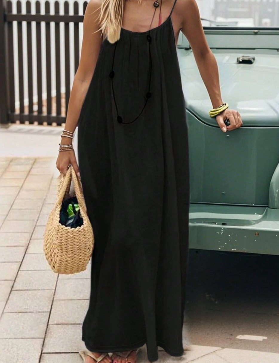 Ladies' Backless Loose Loungewear Tank Dress - Pefli