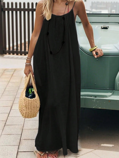 Ladies' Backless Loose Loungewear Tank Dress - Pefli