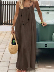 Ladies' Backless Loose Loungewear Tank Dress - Pefli
