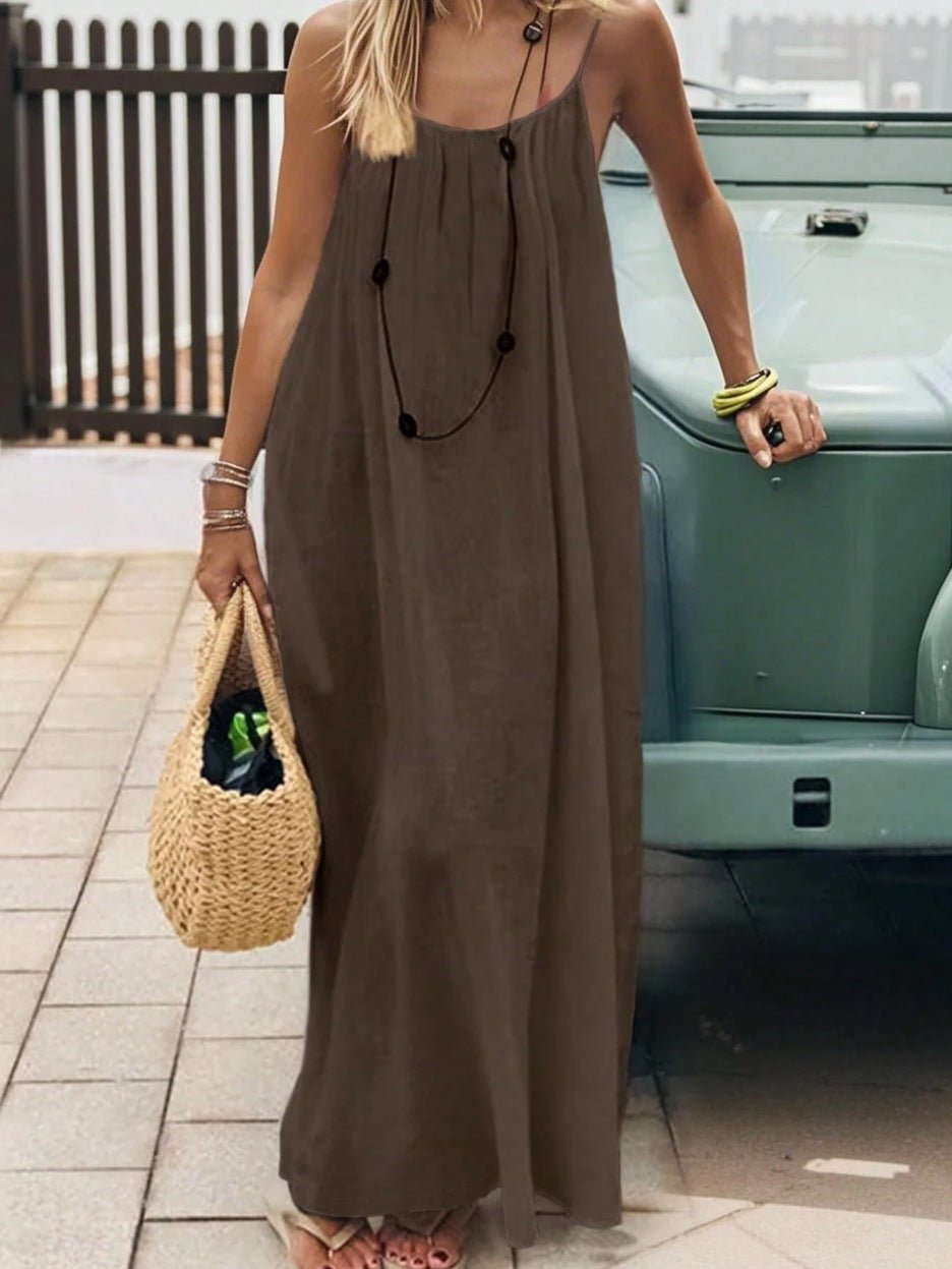 Ladies' Backless Loose Loungewear Tank Dress - Pefli