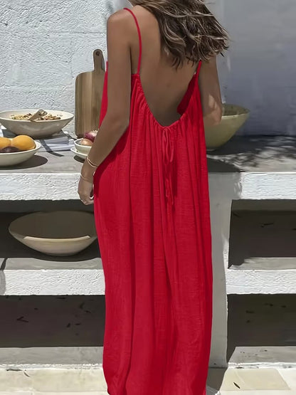 Ladies' Backless Loose Loungewear Tank Dress - Pefli