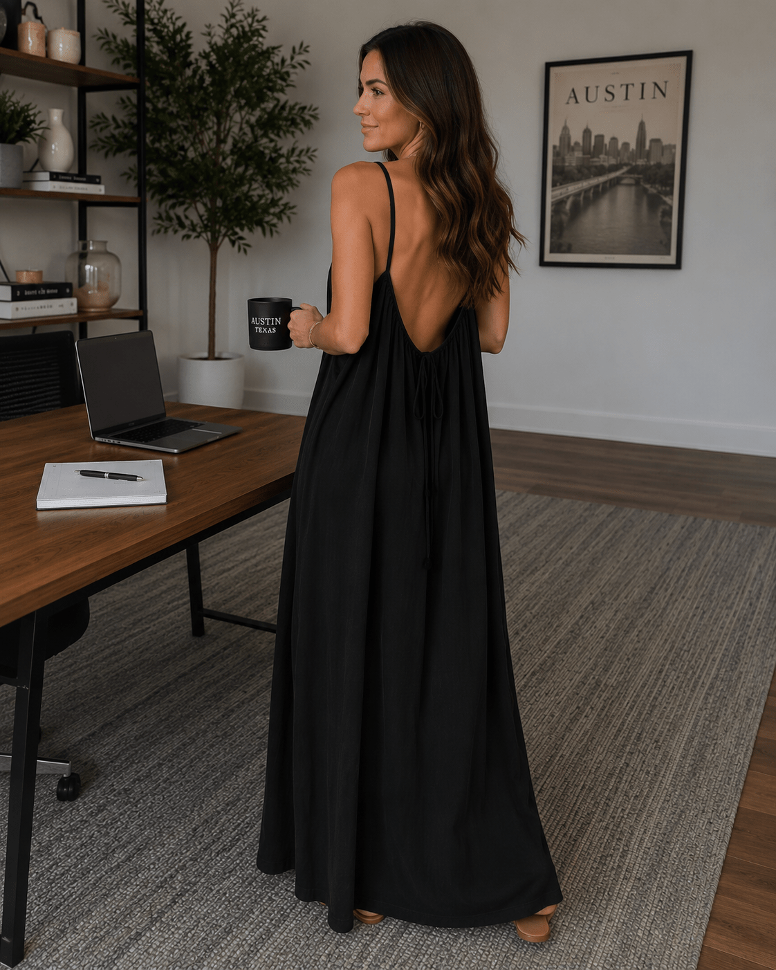 Ladies' Backless Loose Loungewear Tank Dress - Pefli
