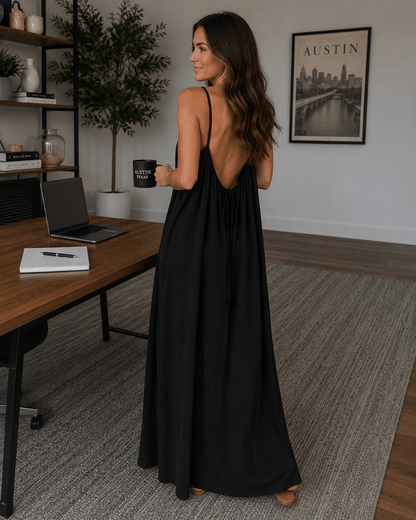 Ladies' Backless Loose Loungewear Tank Dress - Pefli