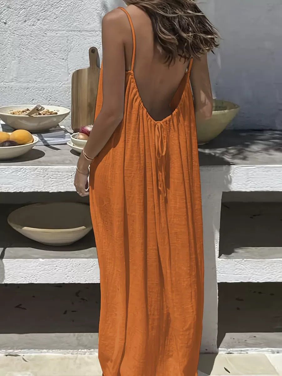Ladies' Backless Loose Loungewear Tank Dress - Pefli