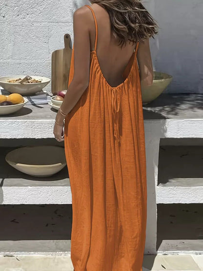 Ladies' Backless Loose Loungewear Tank Dress - Pefli