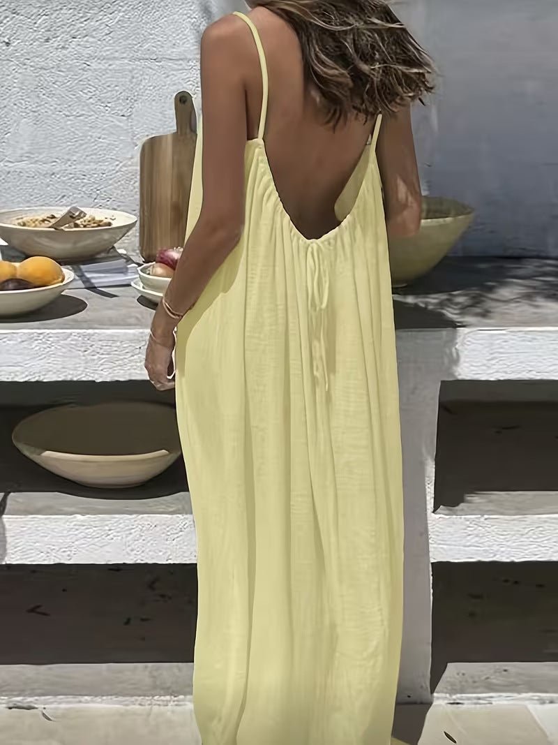 Ladies' Backless Loose Loungewear Tank Dress - Pefli