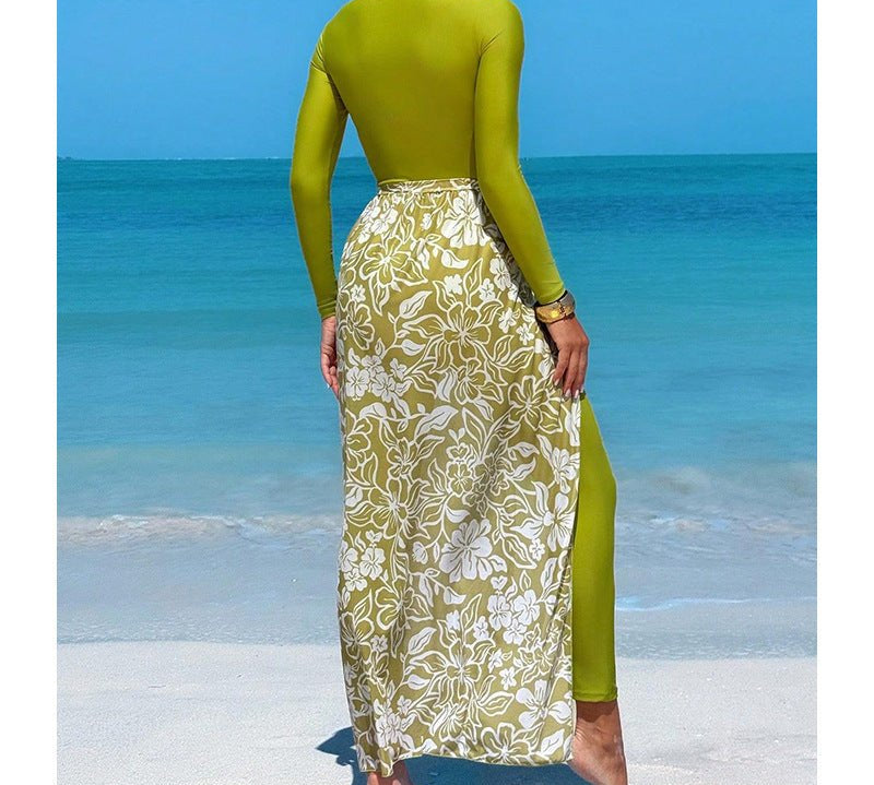 Long Pants Bikini Three-Piece Swimsuit Women's Printed Beach Dress Swimwear - Pefli