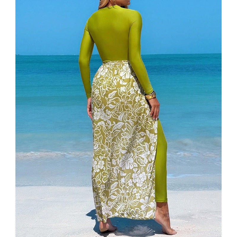 Long Pants Bikini Three-Piece Swimsuit Women's Printed Beach Dress Swimwear - Pefli